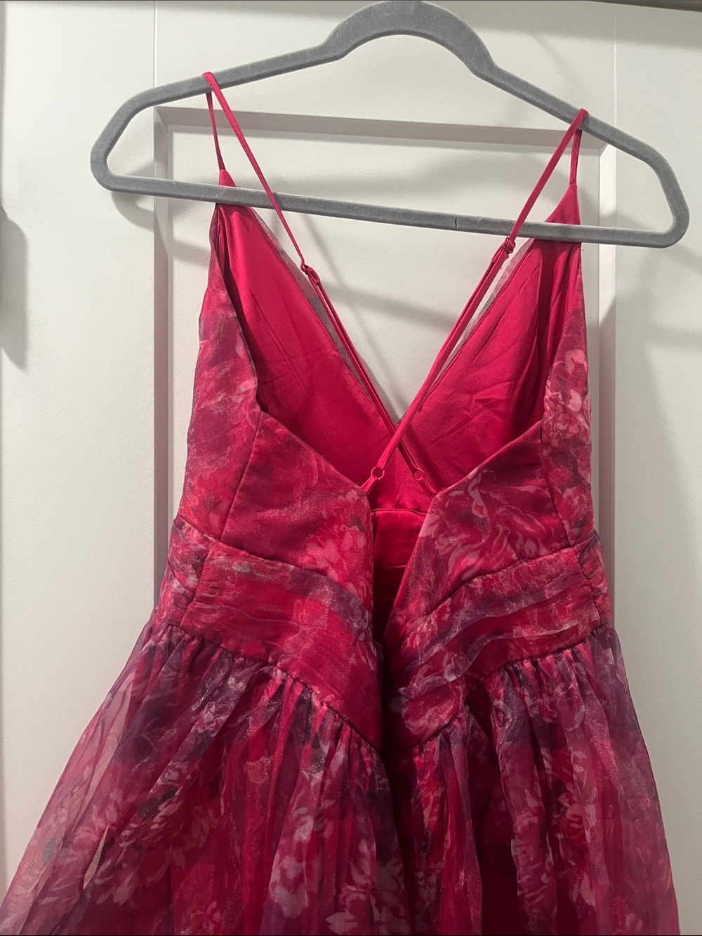 Lulus XL Romance That Wows Magenta Floral Print Organza Maxi Evening Prom Ball - Picture 14 of 17